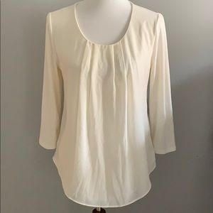 Ann Taylor cream blouse with overlay | Medium